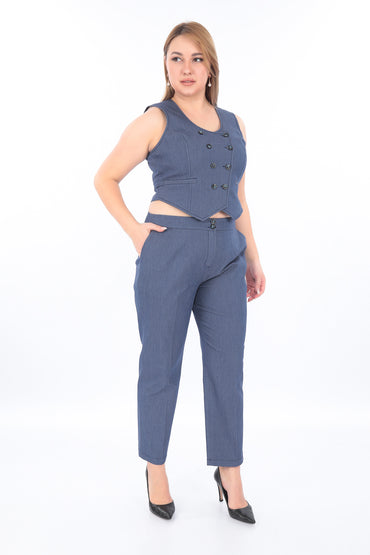 Kot Kumaş Yelek Pantolon Takım