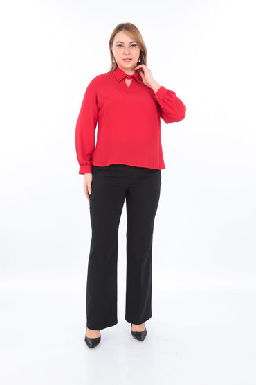 İnci Detaylı Yaka Bluz