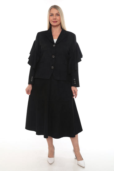 Mürdüm ve Siyah Ceket Etek Kadın Takım (42-48 Beden)