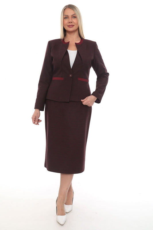 Klasik Tek Düğmeli Etek Ceket Takım 42-48