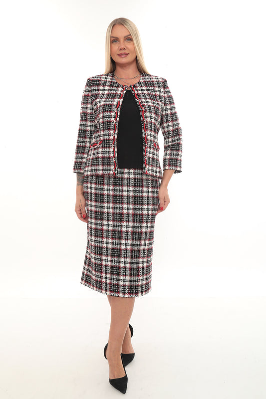 Kareli Ceket ve Etek Takımı