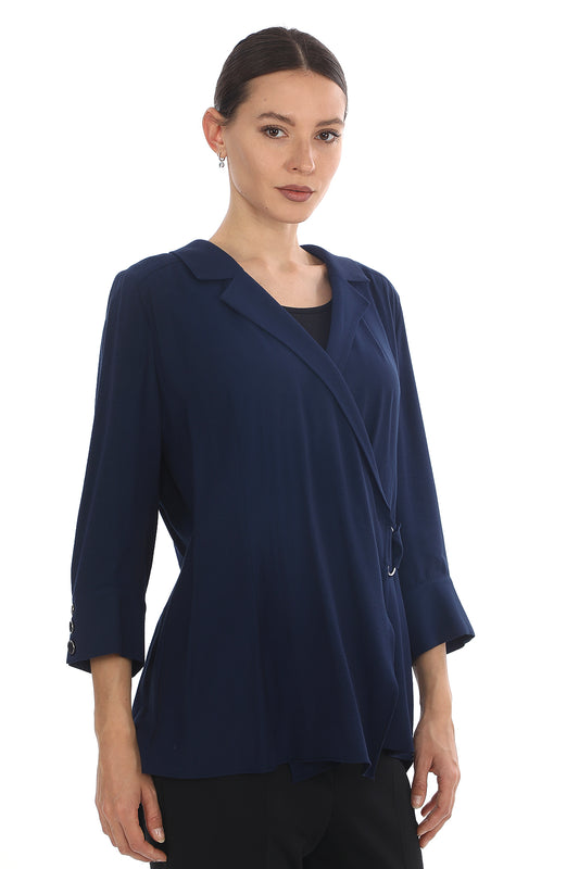 Kadın Kuşak Detaylı Kruvaze Ceket