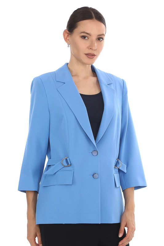 Kadın Mavi Kruvaze Blazer Ceket