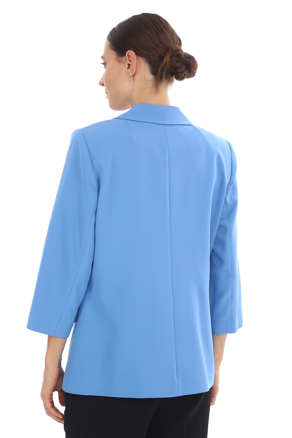 Kadın Mavi Kruvaze Blazer Ceket