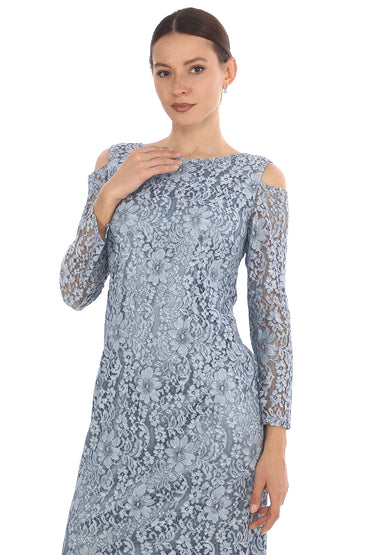 Dantel Detaylı Soğuk Omuz Midi Elbise