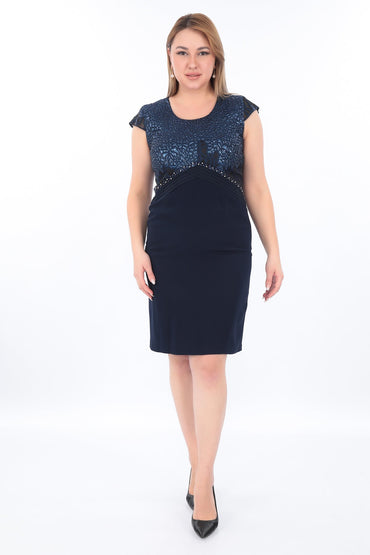 Dantelli Desenli Ceketli Kısa Elbise Takımı