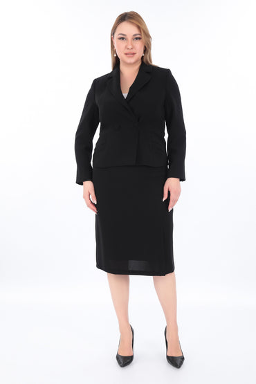 Klasik Düz Renk Etek Ceket Takım
