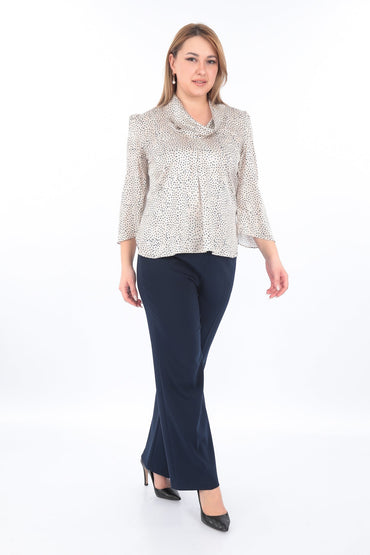 Desenli Salaş Yaka Bluz