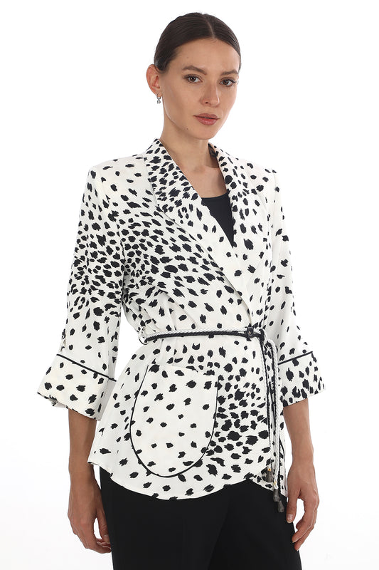 Desenli Kuşaklı Ceket – Modern Fit