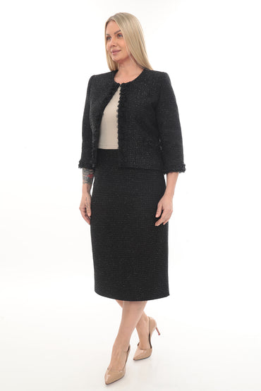 Siyah Kadın Klasik Ceket & Etek Takımı (40–46 Beden)