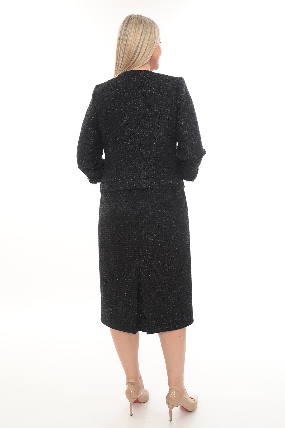 Siyah Kadın Klasik Ceket & Etek Takımı (40–46 Beden)