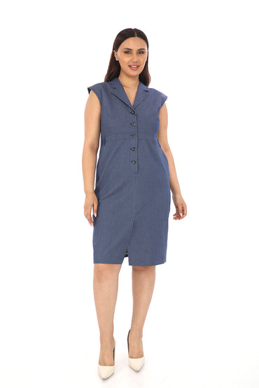 Klasik Kesim Kolsuz Kot Elbise