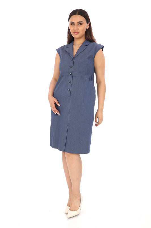 Klasik Kesim Kolsuz Kot Elbise