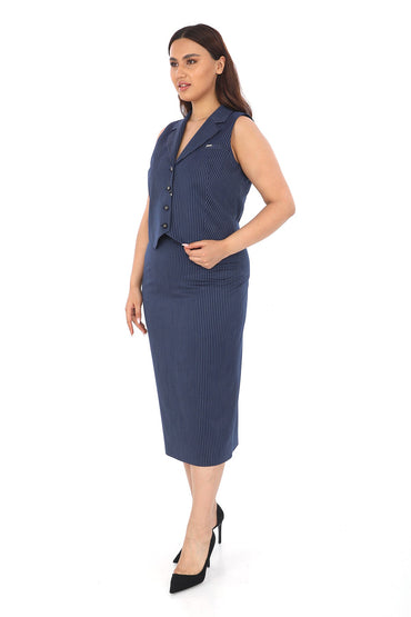 Çizgili Yelek & Etek İkili Takım