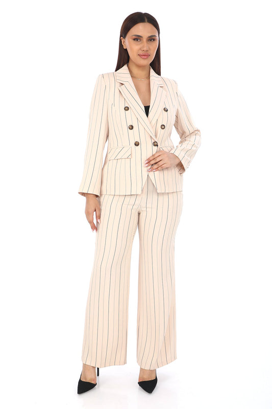 Blazer Ceket ve Palazzo Pantolon – Uzun Kollu