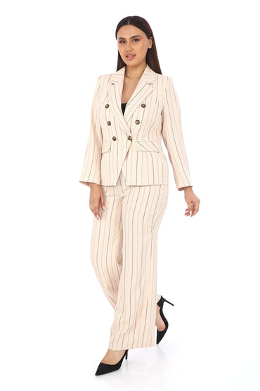 Blazer Ceket ve Palazzo Pantolon – Uzun Kollu