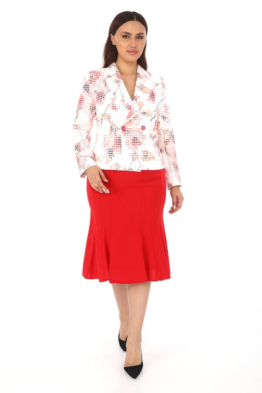 Desenli Ceketli Mercan Etek Takım