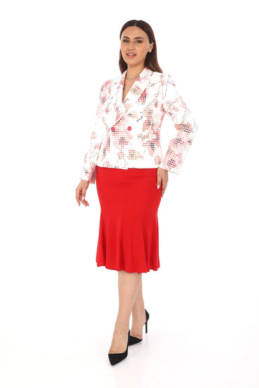 Desenli Ceketli Mercan Etek Takım