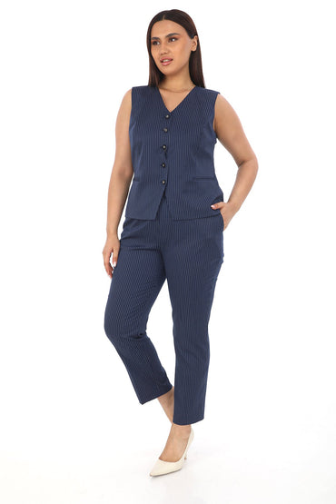 V Yaka Sıfır Kollu Yelek ve Kalem Pantolon Kadın Takım