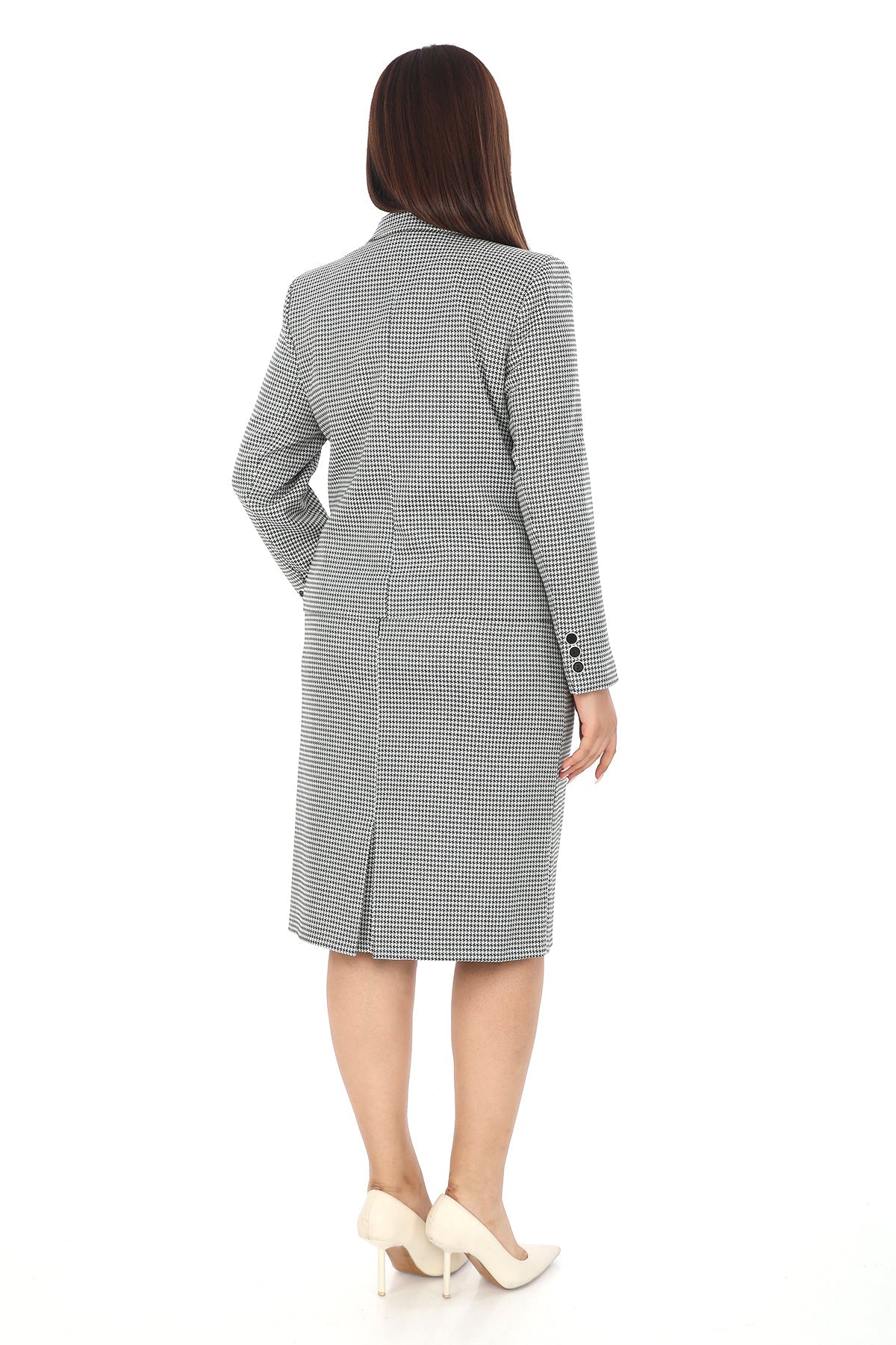 Ekose Desenli Ceket ve Etek – Blazer Kesim