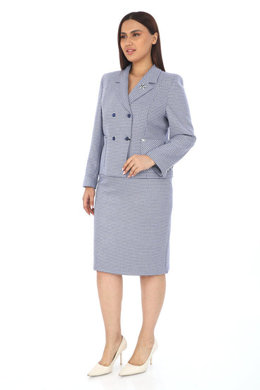 Ekose Desenli Ceket ve Etek – Blazer Kesim