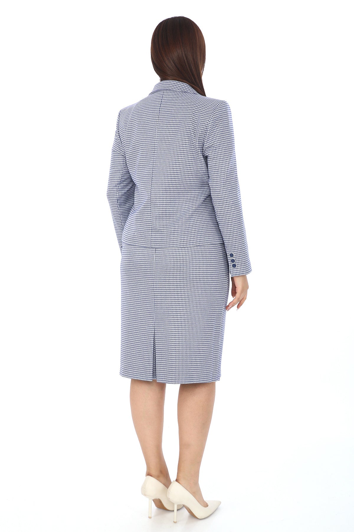 Ekose Desenli Ceket ve Etek – Blazer Kesim