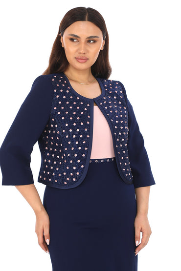 Taş Detaylı Ceketli Elbise Takımı