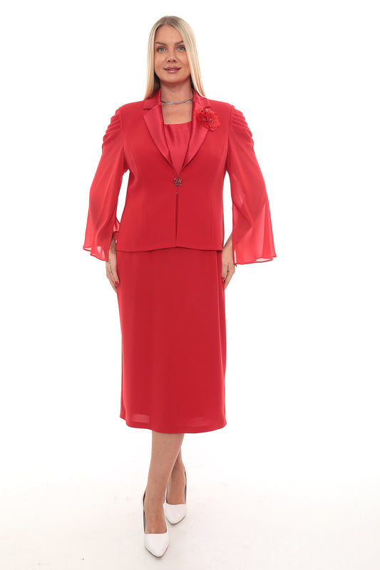 Şifon Kollu Özel Tasarım Kadın Takım Elbise