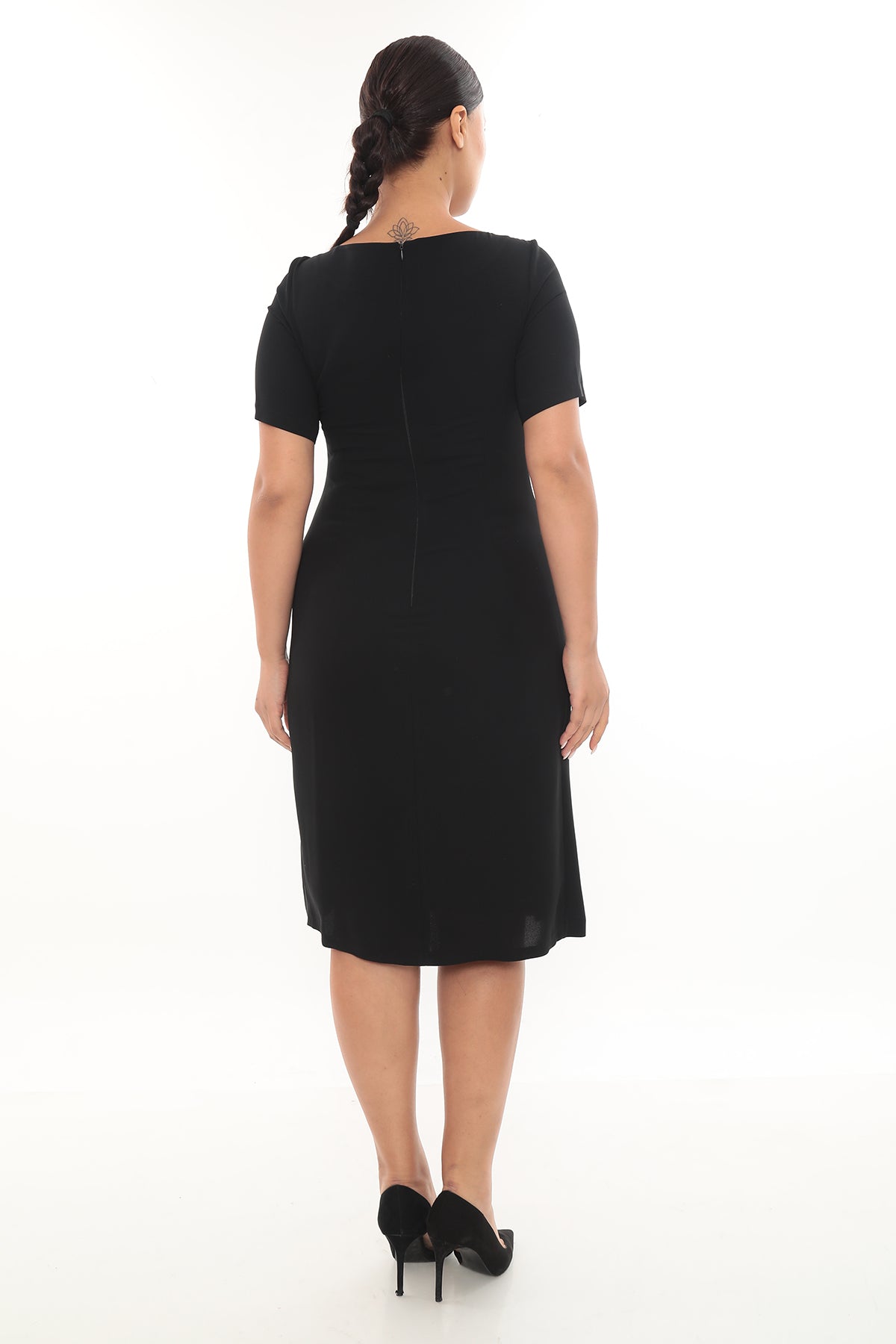 Kısa Kollu Elbise (Pileli Detaylı)