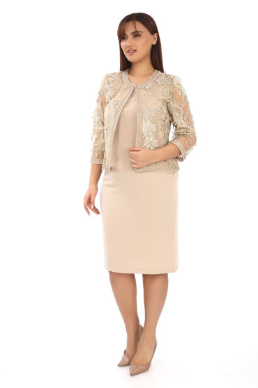 İşlemeli Ceket + Bluz + Etek Üçlü Takım