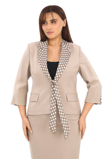 Fular Detaylı Ceket ve Etek – Erkek Yaka, Truvakar Kol