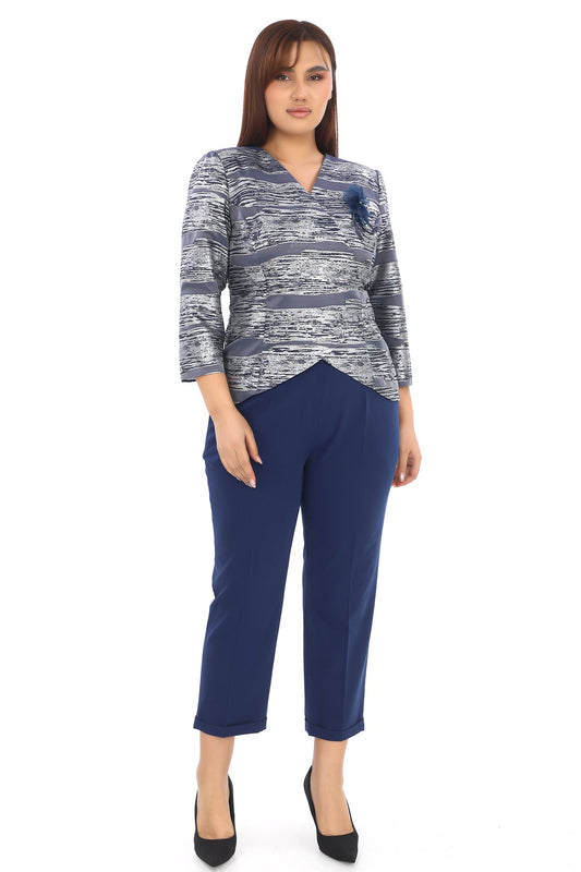 Truvakar Kol Çiçekli Ceket ve Pantolon İkili Kadın Takım