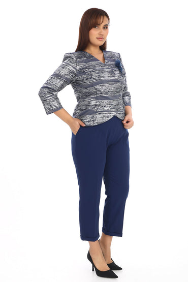 Truvakar Kol Çiçekli Ceket ve Pantolon İkili Kadın Takım