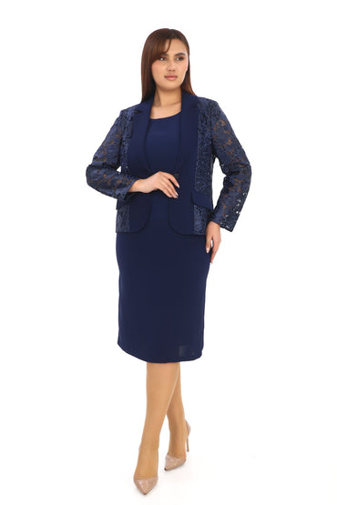 Dantel Detaylı Ceket & Elbise Takımı
