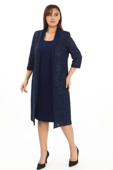 Dantel Ceketli Elbise – Truvakar Kol, Uzun Ceket