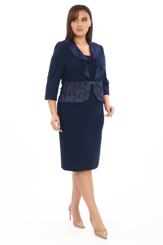 Lacivert Ceket Elbise Takımı – Büyük Beden Abiye Takım