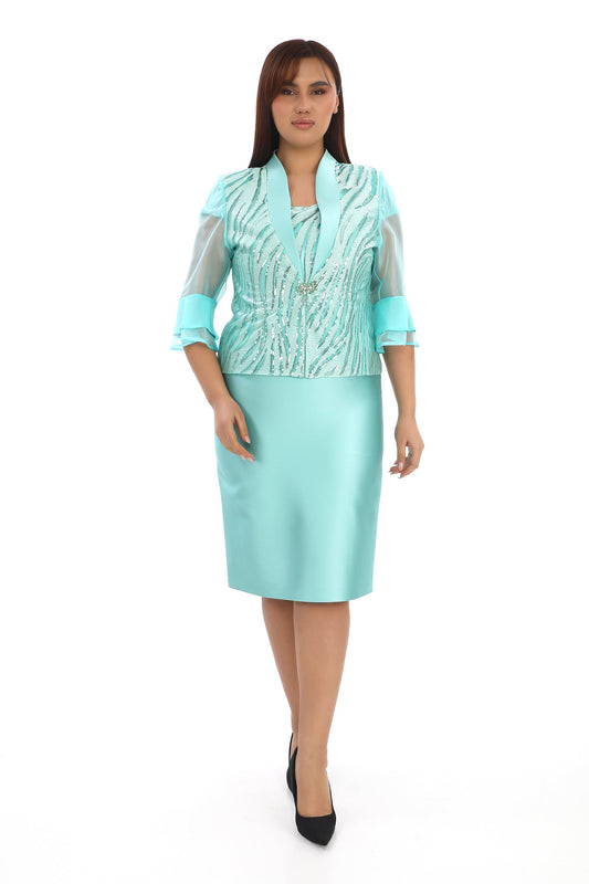 Simli Desen Abiye Takım (Elbise & Ceket)