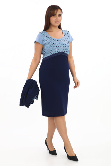 İncili Ceket ve Düşük Kollu Elbise İkili Kadın Takım