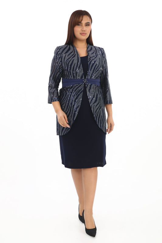 Simli Desen Detaylı Abiye Takım (Ceket & Elbise)