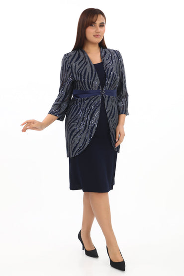 Simli Desen Detaylı Abiye Takım (Ceket & Elbise)