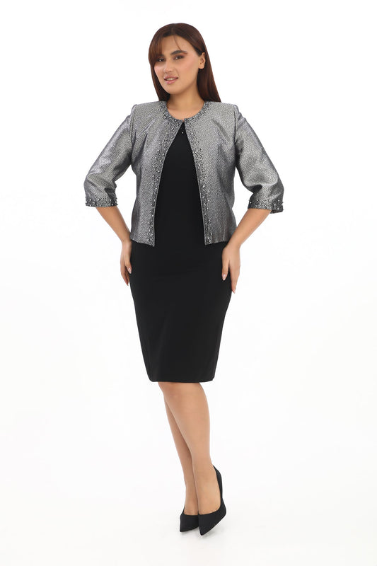 Truvakar Kol İncili Yaka Ceket ve Elbise İkili Kadın Takım