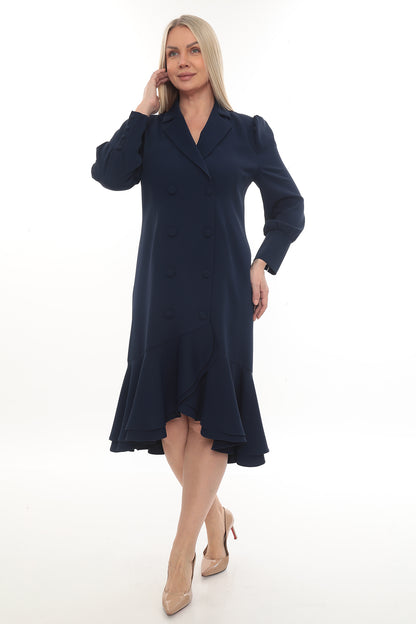 Bordo Kruvaze Volanlı Şık Midi Elbise – Toptan Kadın Giyim