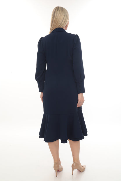 Bordo Kruvaze Volanlı Şık Midi Elbise – Toptan Kadın Giyim