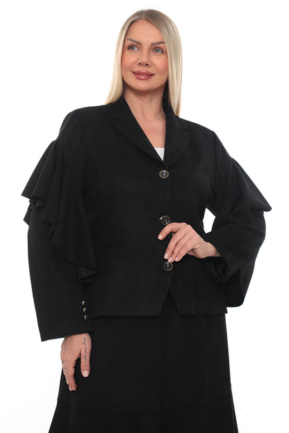 Mürdüm ve Siyah Ceket Etek Kadın Takım (42-48 Beden)