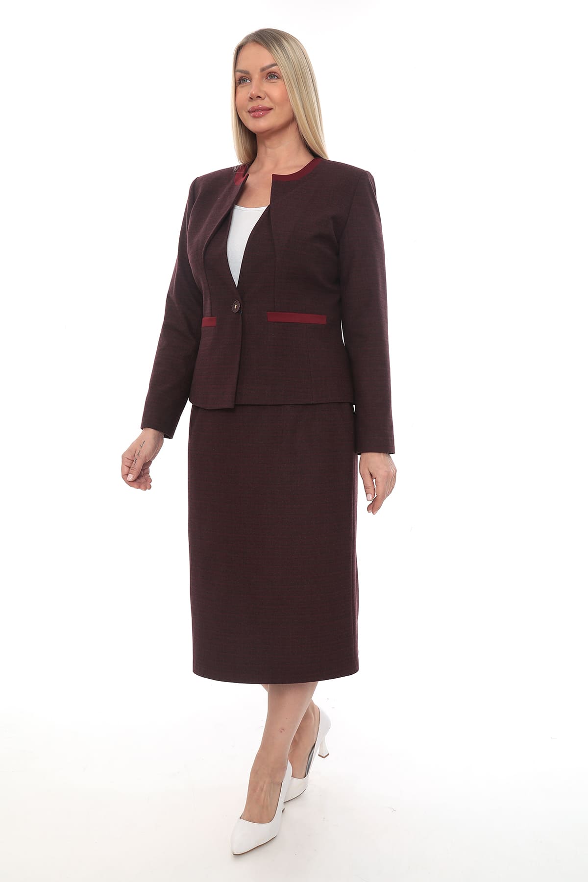 Klasik Tek Düğmeli Etek Ceket Takım 42-48