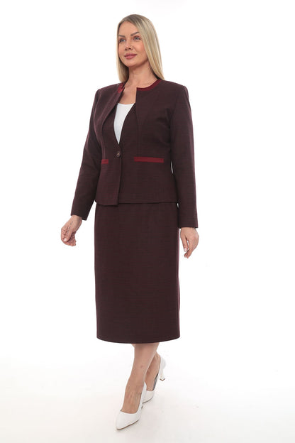 Klasik Tek Düğmeli Etek Ceket Takım 42-48