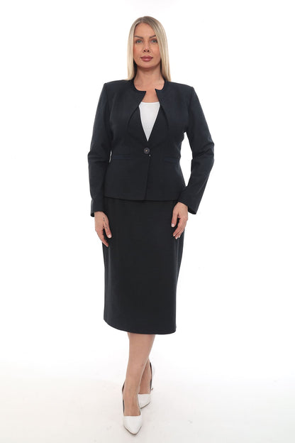 Klasik Tek Düğmeli Etek Ceket Takım 42-48