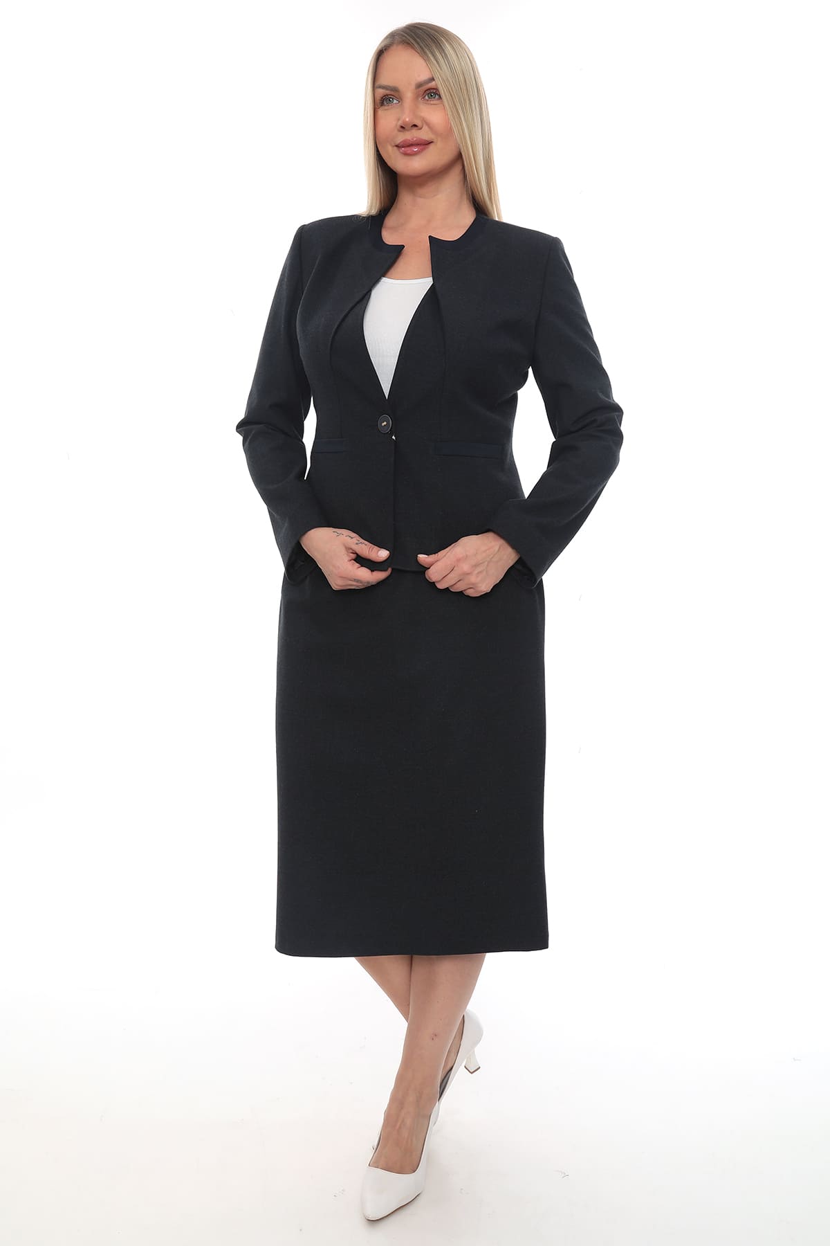 Klasik Tek Düğmeli Etek Ceket Takım 42-48