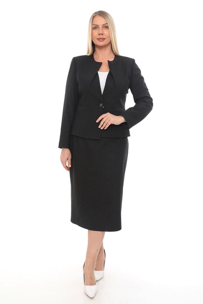Klasik Tek Düğmeli Etek Ceket Takım 42-48