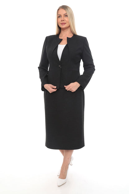 Klasik Tek Düğmeli Etek Ceket Takım 42-48
